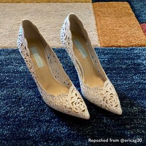 Betsey Johnson | Shimmery White Laser Cut Stilettos | Size 8M